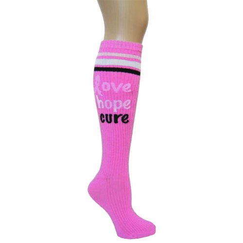 Pink Ribbon Breast Cancer Awareness Knee High Socks Sports Teams Walk