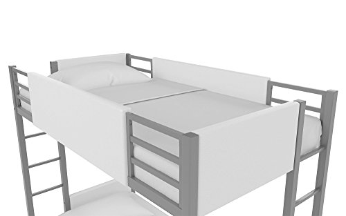 Little Seeds Monarch Hill Raven Bunk Bed Metal Frame, Twin-Over-Twin - Silver with White Faux Leather