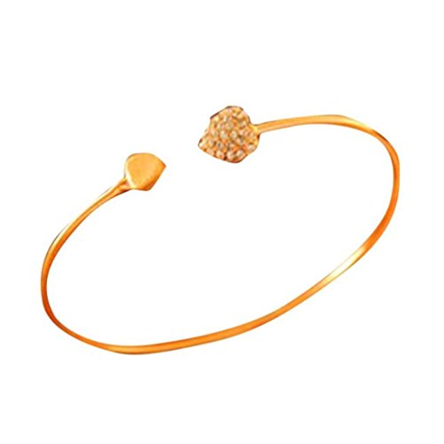 Willsa Women Simple Design Rhinestone Love Heart Lovely Bangle Bracelet