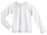 Little Boys' and Girls' Solid Rashguard Swimming Tee Shirt Rash Guard SPF Sun Protection For Summer Beach Pool and Play, L/S White, 2T