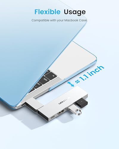 VENTION MacBook USB Adapter, 6-in-2 Mac Hub with Dual USB C, Removable Magnetic USB-C Connector, PD 140W / 8K @ 240Hz / 80Gbps Max, Compatible with All Laptops/iPads, Silver