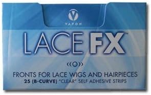 Lace Fx Tape By Vapon B Curve Double Sided Super Adhesive Clear Strips for Front Lace Wigs 2 Packs (50 Stripes)