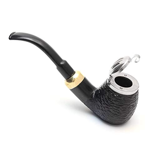 Mr. Brog Full Bent Smoking Tobacco Pipe - Model No: 21 Old Army Ebony Rusticated - Pear Wood Roots - Hand Made - Thumbnail 4