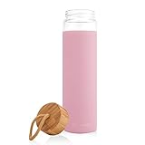 Tronco 20oz Glass Water Bottle with Silicone Protective Sleeve and Bamboo Lid - BPA Free