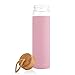 Tronco 20oz Glass Water Bottle with Silicone Protective Sleeve and Bamboo Lid - BPA Free