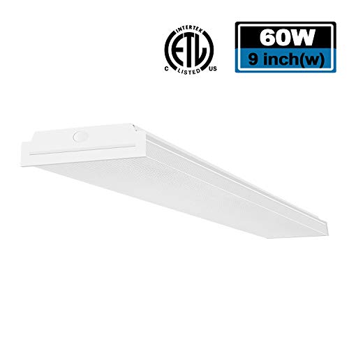 FaithSail LED Office Lights 4FT LED Wraparound Light Fixture, 60W 6000 Lumens, 4000K Neutral White, 4 Foot LED Ceiling Flush Mount Wrap Shop Lighting for Garage Workshop