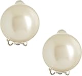 Roman 15mm Faux Pearl Clip On Earrings One Size Silver tone/cream
