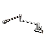 Votamuta Lead-Free Articulating Kitchen Faucet SUS 304 Stainless Steel Pot Filler Double Joint and 360 Degree Rotating Aerator Wall Mount 1/2-Inch IPS Contemporary Style, Brushed Finish