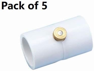 RUITN 1/2 Inch PVC Coupling with Brass Mist Nozzle(Pack of 5)