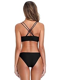 Bikini para dama con estampado de piña, diseño de rayas