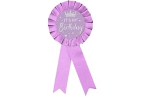 COLORFUL BLING It's My Birthday Ribbon, Satin Fabric Happy Birthday Birthday Queen King Ribbon Tinplate Badge Pin for Girls, Boys, Award Rose Badge Brooch Party Decoration