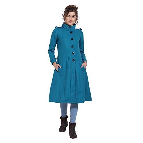 Buy Fazzn Solid Woolen Over Coat in Light blue, Western Winter Coat for Women at Amazon.in