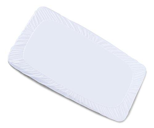Bassinet Mattress Pad Organic Bamboo Cover - Rectangular, Oval and Halo Mattress Fit (30" x 15") - Breathable Quilted Waterproof Protector - Thumbnail 6