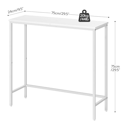 HOOBRO Narrow Console Table for Living Room, Slim Console Table Entrance for Hallway, Skinny Entryway Table for Small Spaces, Long Sofa Table for Foyer, Bedroom, Metal Frame, White EWW75XG01