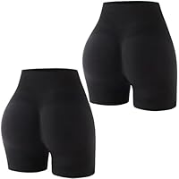 2 Pack High Waisted Shorts for Women,Tummy Control & Squat-Proof Workout Shorts with Smooth-Lining Design for Yoga,Running