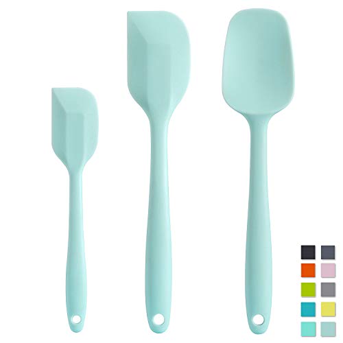 Cooptop Silicone Spatula Set - Rubber Spatula - Heat Resistant Baking Spoon & Spatulas - Pro Grade Non-stick Silicone with Steel Core(Macaron Blue) - Thumbnail 2