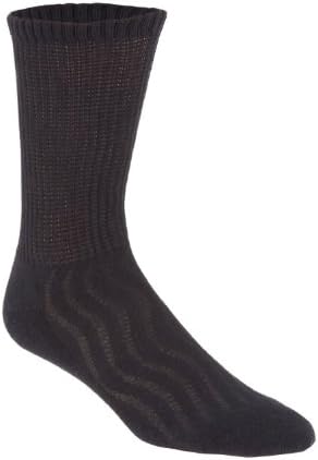 MD USASeamless Toe-Wave-In Mesh Diabetic Crew Socks, Black, Large