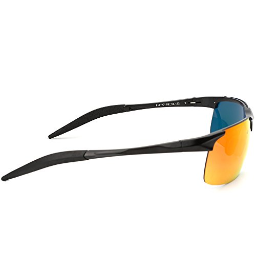 MOTELAN Men's Polarized Sunglasses for Driving Fishing Golf Metal Glasses UV400 Red