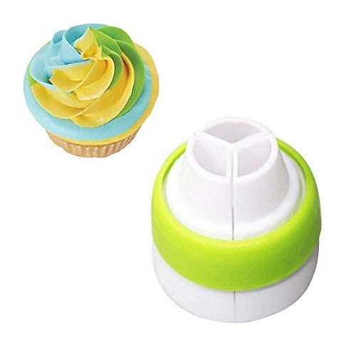 ATL Creation 2 x Icing Piping Bag Nozzle Converter Tri-Colour Cream Russian Coupler Cake Decorating Tools for Cupcake Fondant Cookie 3 Hole 3 Colour