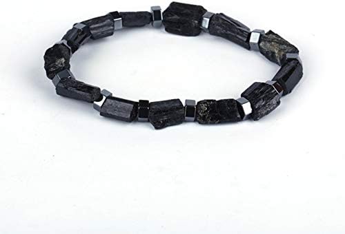 Chakra Bracelet Natutal Raw Rough Black Tourmaline Hexagon Hematite Bead Charms Customized Unisex Bracelet Healing Energy Bracelet For Man Women man size