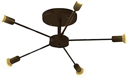 WOERFU 5 Lights Semi Flush Mount Ceiling Light Fixture Sputnik Metal Chandelier Lighting for Kitchen Dining Room Bedroom Living Room Hallway