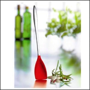 PEJ Denmark Stainless Steel Large Red Silicone Kitchen Spoon By Nuance