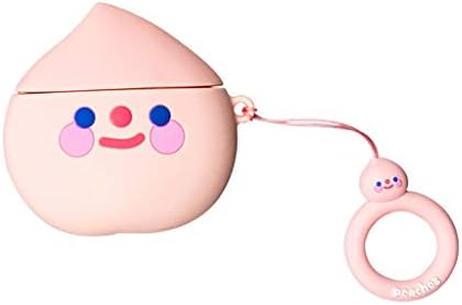 NANTE Accessories Cover Case Fruit Cartoon with Key Ring for AirPods 2 & 1 Anti-Fall Skin Protective Earphones Charger Covers (Pink)