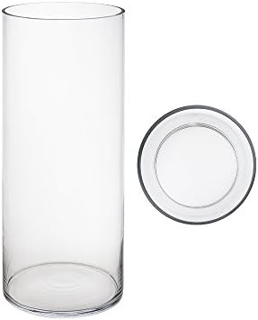 Mega Vases Cylinder Vase 6 Inch x 16 Inch, Decorative Clear Glass with Sturdy Base, Wedding Centerpieces, Flower Bouquets, Home Décor, Celebrations, Parties, Event Planning, Arts & Crafts