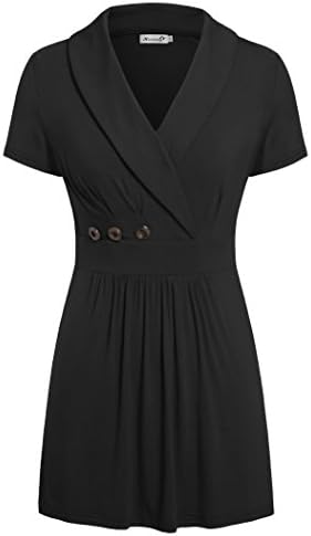 Tops For Summer,Kissmay Lapel Neck Short Sleeve Empire Waist Blouses For Women L