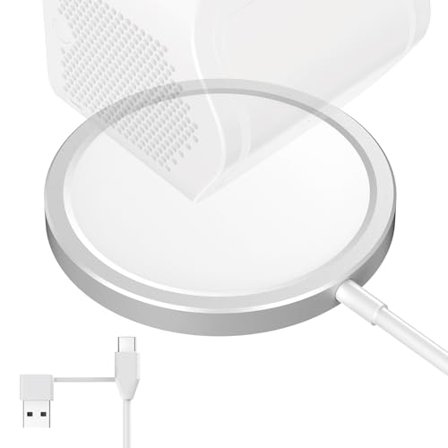 Rounkin Wireless Charging Dock Metal Aluminum alloy Metarial for Yoto Player 3, Includes 4.9 Ft USB-C Cable & Charging Adapter Block, Power Dock Compatible with Yoto 3rd Gen Player for Home Travel Use