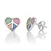 925 Sterling Silver Multi-Colored Mother of Pearl Peace and Love Heart 10 mm Post Stud Earrings