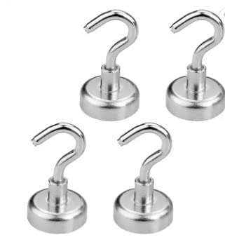 Maxi-Solutions Set of 20 Chrome Magnetic Hooks - 8kg/18lb for use on Fridge, Office, Kitchen, BBQ & More - Organize with Ease