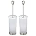 mDesign Modern Compact Freestanding Plastic Toilet Bowl Brush and Holder for Bathroom Storage, Decorative Steel Handle and Lid, Sturdy, Deep Cleaning - 2 Pack - Frost/Matte Satin