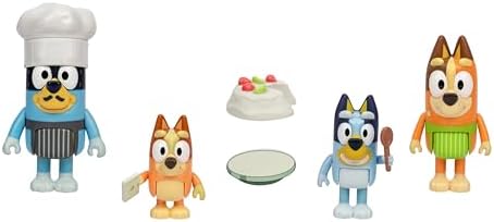 É hora do bolo Paulova com o pacote de 4 figuras "Bolo Paulova", inclui, bingo, bandido com chapéu de chef e malagueta, bem como 2 acessórios e 4 figuras articuladas de 6-7,6 cm