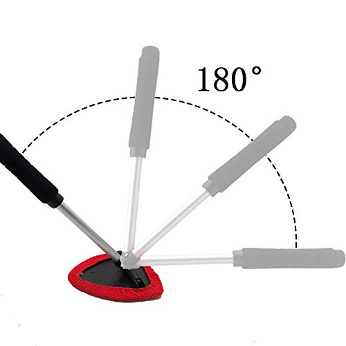 Car Windshield Cleaner Tool Set - Extendable Handle Car Window Windshields Washing Brush with 2 Removable Cloth and 1 Pack Microfiber Cleaning Cloth and 1 Brush