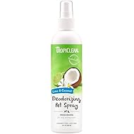 TropiClean Lime & Coconut Deodorizing Spray for Pets, 8oz - Made in USA - Helps Break Down Odors to Effectively Deodorize Dogs and Cats, Paraben Free, Dye Free