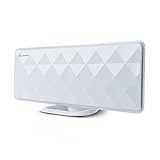 ANTOP Indoor TV Antenna Indoor Flat 50 Miles Antenna with Exclusive Amplifier Booster, 4G Filter for Noise-Free, Multi-Directional Reception, 10 ft Coaxial Cable, Diamond-Cut Surface, White(AT-201B)