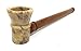 Sleek Stone Wood 6 inch Tobacco Marble Ebony Stem Stone Bowl Hand Pipe