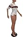Akmipoem Fashion Ribbon Stripe Patchwork Half Sleeve Ribbed T-Shirt White L