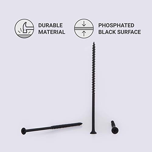 (200 Stück) Schwarze Phosphat-Kohlenstoffstahl 4,8 x 120 mm Holzschrauben, Philips-Stiftkopf, Spanplattenbefestigungen… – Bild 3