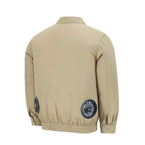 DEWBU Workwear Equipped Cooling Jacket Fan with Battery Pack for Summer Outdoors Air-Conditioned Clothes (Only Khaki Without Fan,Small)