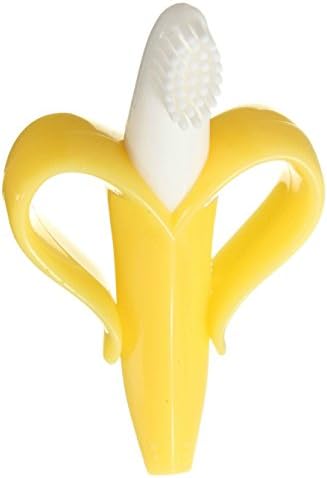 Banana Toothbrush Teether FDA Approved Baby Infant Training, Yellow with Case