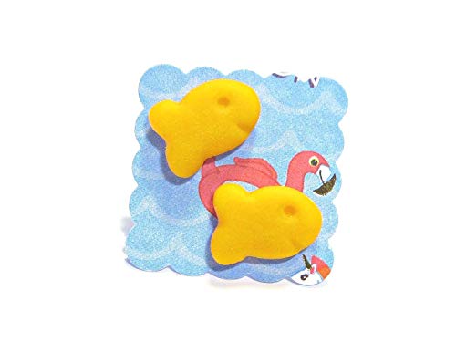 Fish Cracker Stud Earrings - Tiny Food Jewelry
