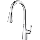 Amazon Basics Pull-Down Sprayer Kitchen Faucet with Fast Mount, 3 Spray Mode, Chrome Finish, Easy Installation, 1-Pack