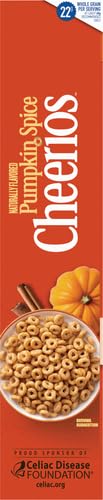 PUMPKIN SPICE CHEERIOS GLUTEN FREE BREAKFAST CEREAL, WHOLE GRAIN, FAMILY SIZE, 18.5 OZ