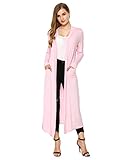 Mixfeer Womens Long Sleeve Open Front Long Maxi Cardigan Longline Duster Coat