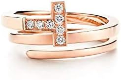 T Square Wrap Tiffany Style 18k Solid Rose Gold Round Natural Diamond Women Ring Engagement Wedding Bridal Love Anniversary Party Jewelry All US Ring Size Available