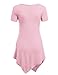 MBJ WT638 Short Sleeve Shirts for Womens Tops Casual V-Neck Summer Clothes Asymmetrical Tunic Blouses XXL Pink