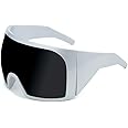 YUANLUIGV Wrap Around Oversized Sunglasses for Women Men Cool Futuristic Rave Trendy Sunglasses Big Curved Shield Sun Glasses