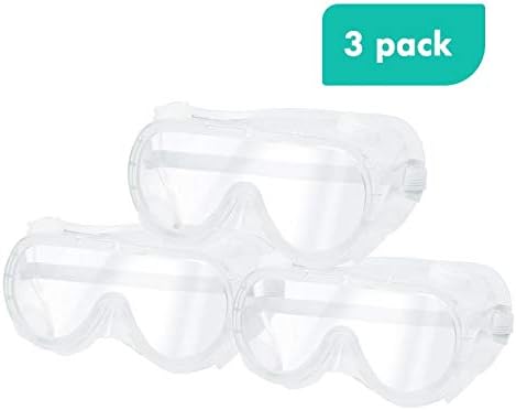 DJM 4.0 3 PACK Medical Safety Goggles with Universal Fit, Safety Glasses with Clear, Fog-Free, Anti-spittle, Anti Scratch and UV Protection Coated Lenses, Spectacles for Eye Protection